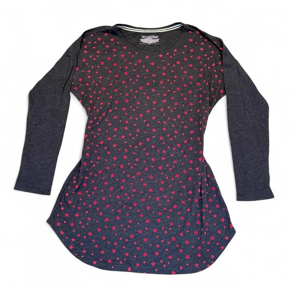 Victorias Secret Pink Star Long Sleeve Sleep Shirt Gray S